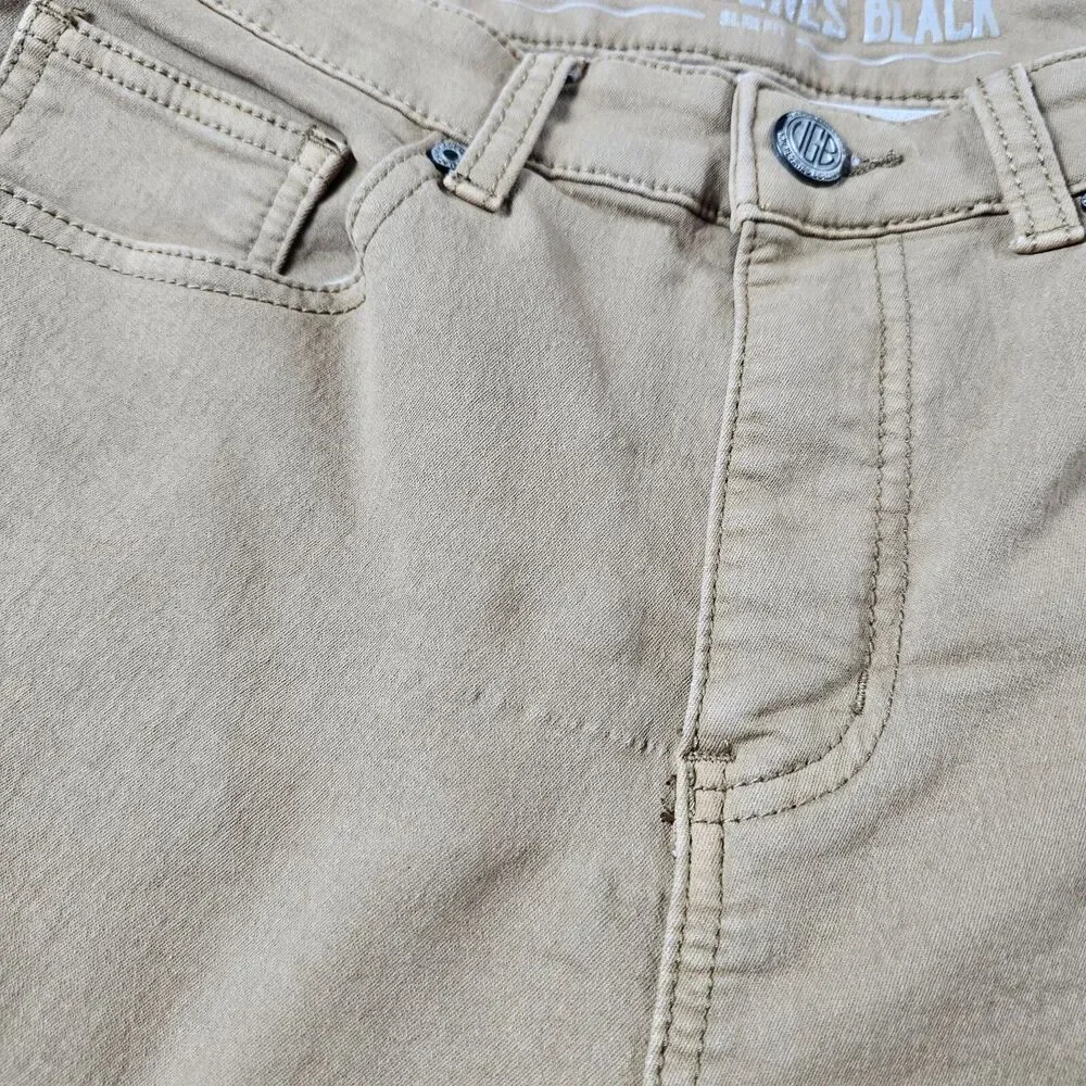Vintage Genes Black VGB Pants Mens 32x29 Khaki Slim Straight Stretch Casual